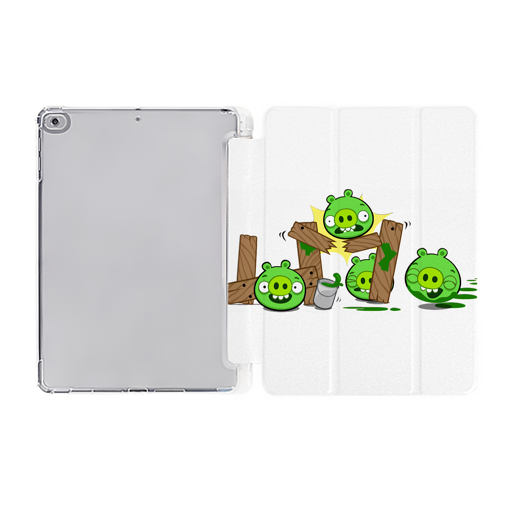 （画像用） Angry Birds アングリーバード IPad ケース ペン収納付き 三つ折りスタンド PUレザー×シリコン 対応機種9.5/10.5/10.9インチ